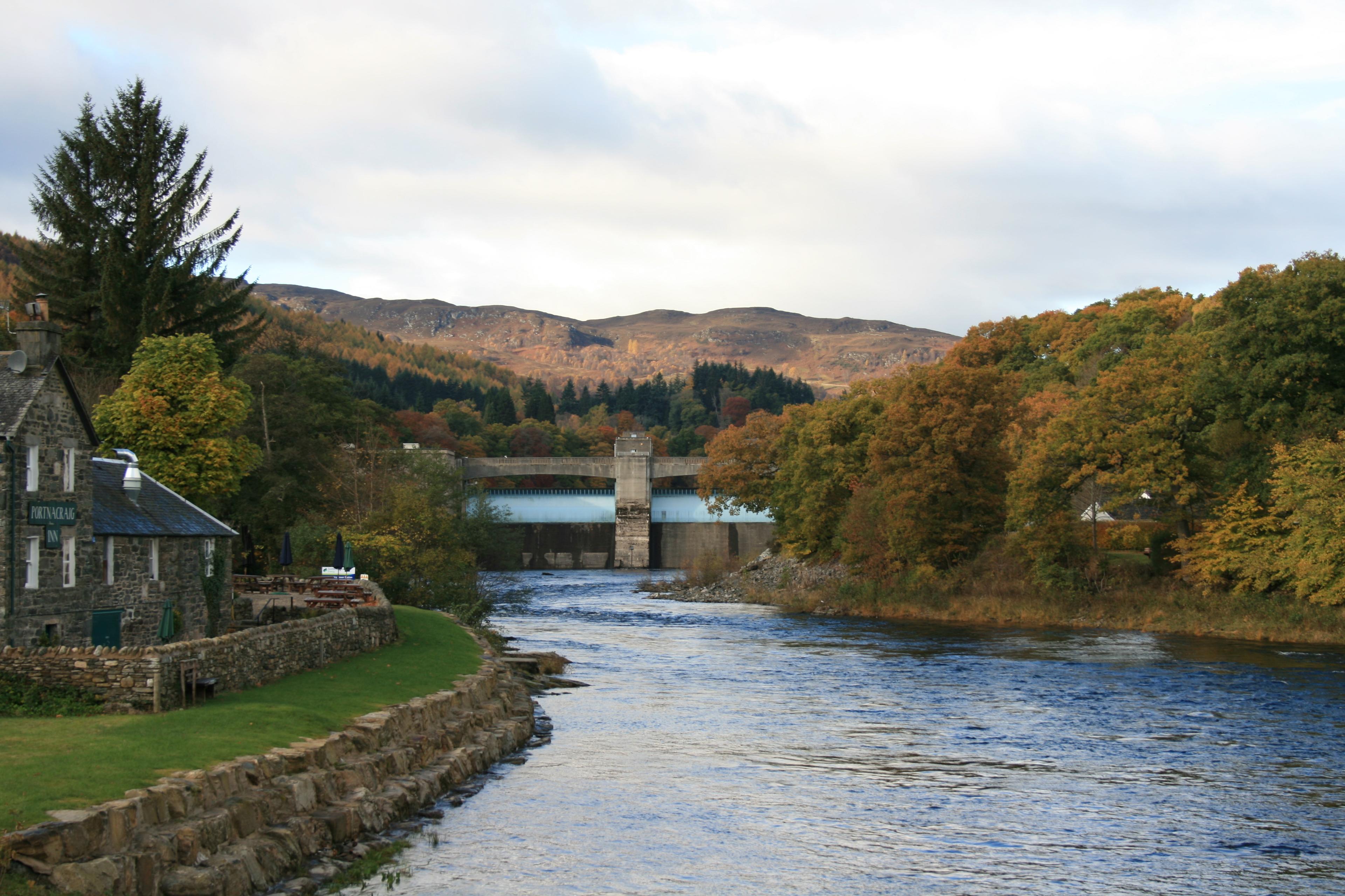 Pitlochry hydro-electric power station and dam across the River Tummel
